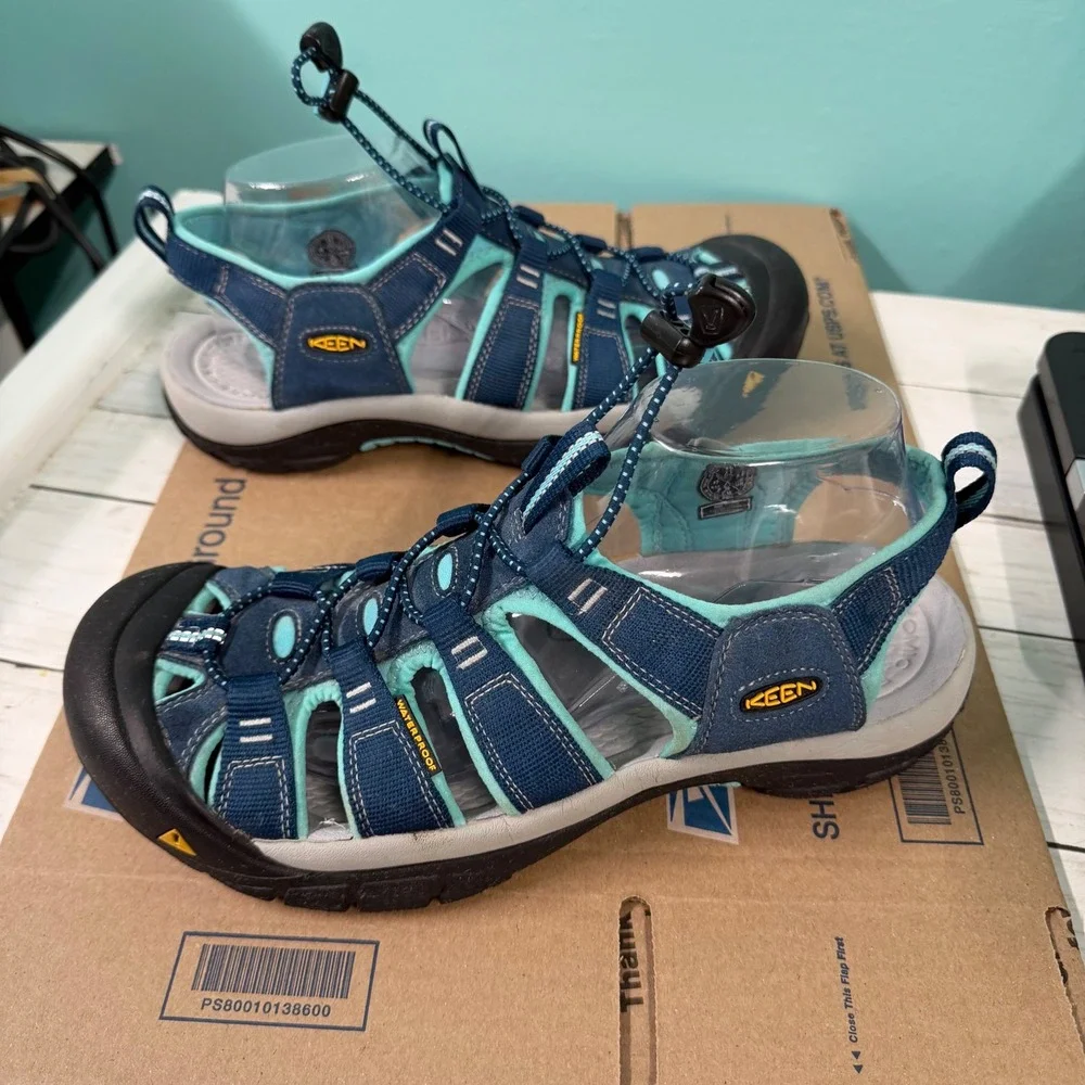 Keen Newport H2 Sandals Womens 11 Blue Teal Waterproof Hiking Sport Closed Toe